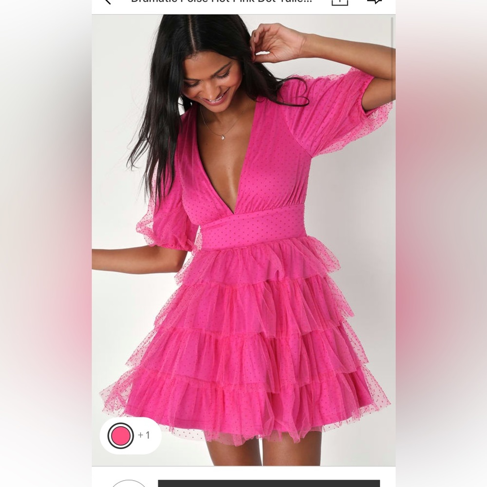 Lulus dramatic poise hot pink dot dress